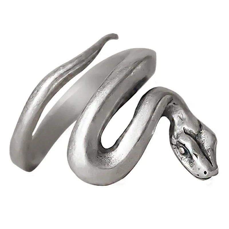 925 Sterling Silver Snake Frosted Adjustable Rings For Women Fine Jewelry Gift Female