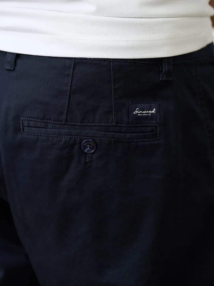 Comfortable Tapered Chinos Pants Men 250gsm Fabric Classical Trousers