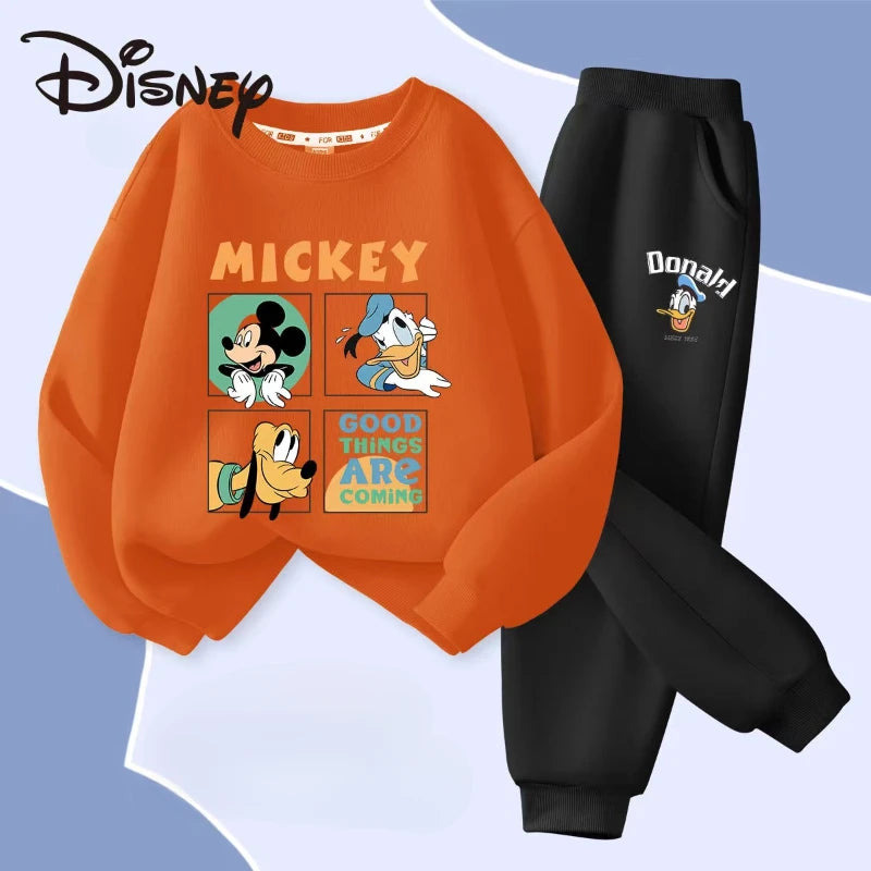 Autumn Baby Girl Boy Clothes Set Children Disney Mickey Printing Sweatshirt Top and Pants Bottom 2 Piece Suit Cotton Tracksuit