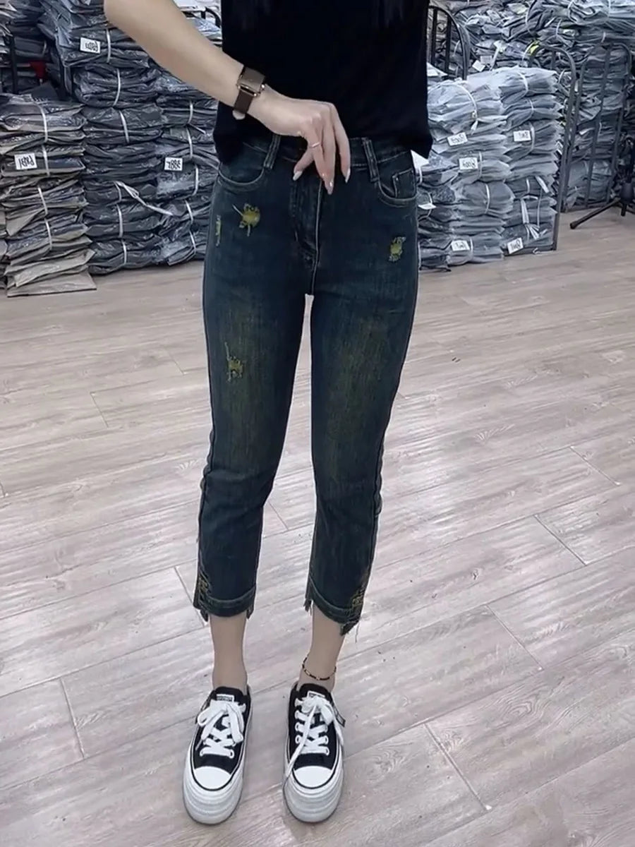 Women's Jeans Large Size Nine Straight Pants Children Spring And Autumn