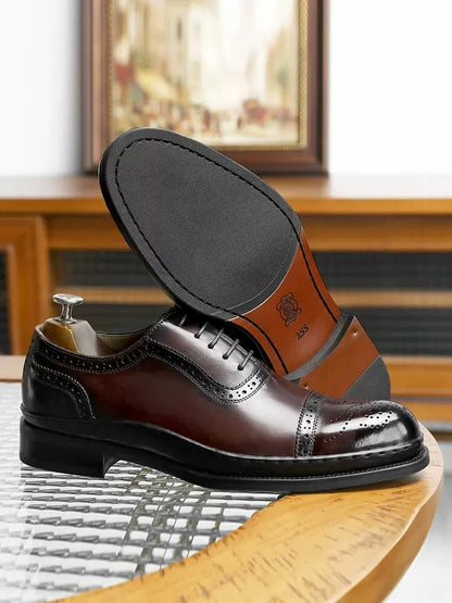 Desai Full Grain Leather Men Shoes For Classic Dress Formal Handmade And Limited Quantity Brogue High Quality Thick Bottom