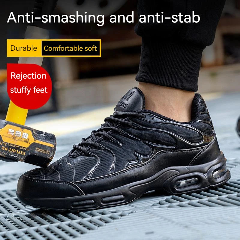 Steel Toe Shoes for Men Indestructible Work Shoes Lightweight Non Slip Safety Shoes Air Shock Sneakers Construction Work Shoes