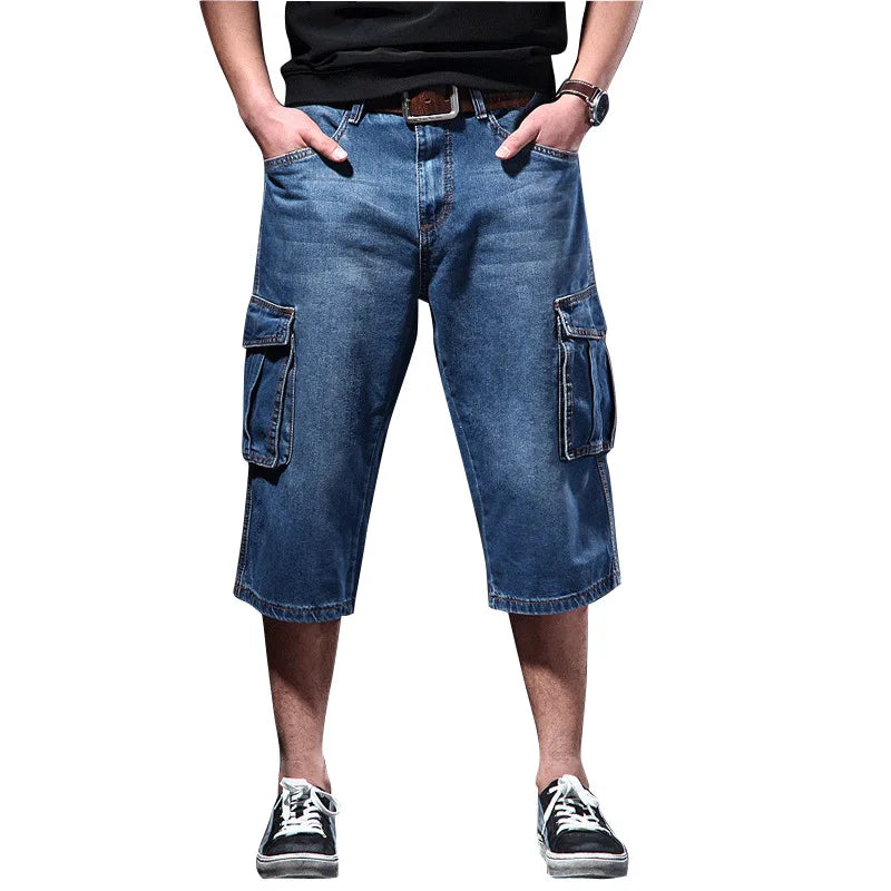 2025 summer new thin loose multi pocket workwear five quarter denim shorts seven quarter casual multi pocket denim shorts