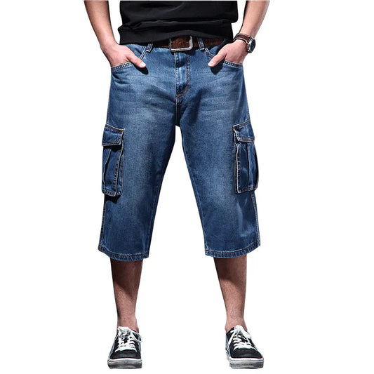 2025 summer new thin loose multi pocket workwear five quarter denim shorts seven quarter casual multi pocket denim shorts