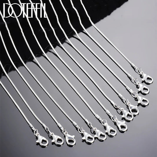 DOTEFFIL 925 Sterling Silver 5/10pcs/Lot 16/18/20/22/24/26/28/30 Inch 1.2mm Snake Chain Necklace For Woman Man Fashion Jewelry