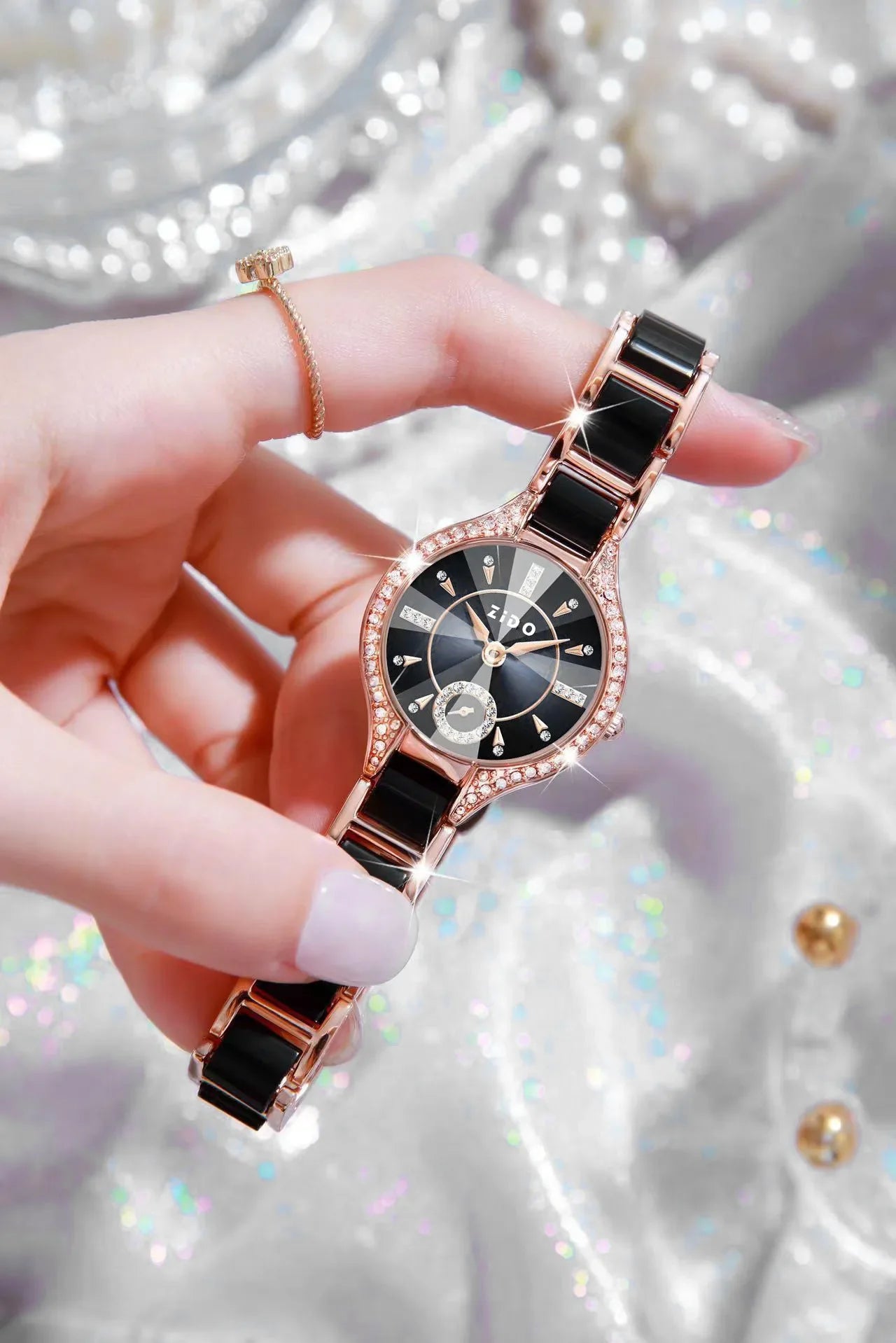 Watch For Women Brand Retro Light Luxury Waterproof Diamond inlaid high quality Stainless Steel Female Fashion Clock Watchees