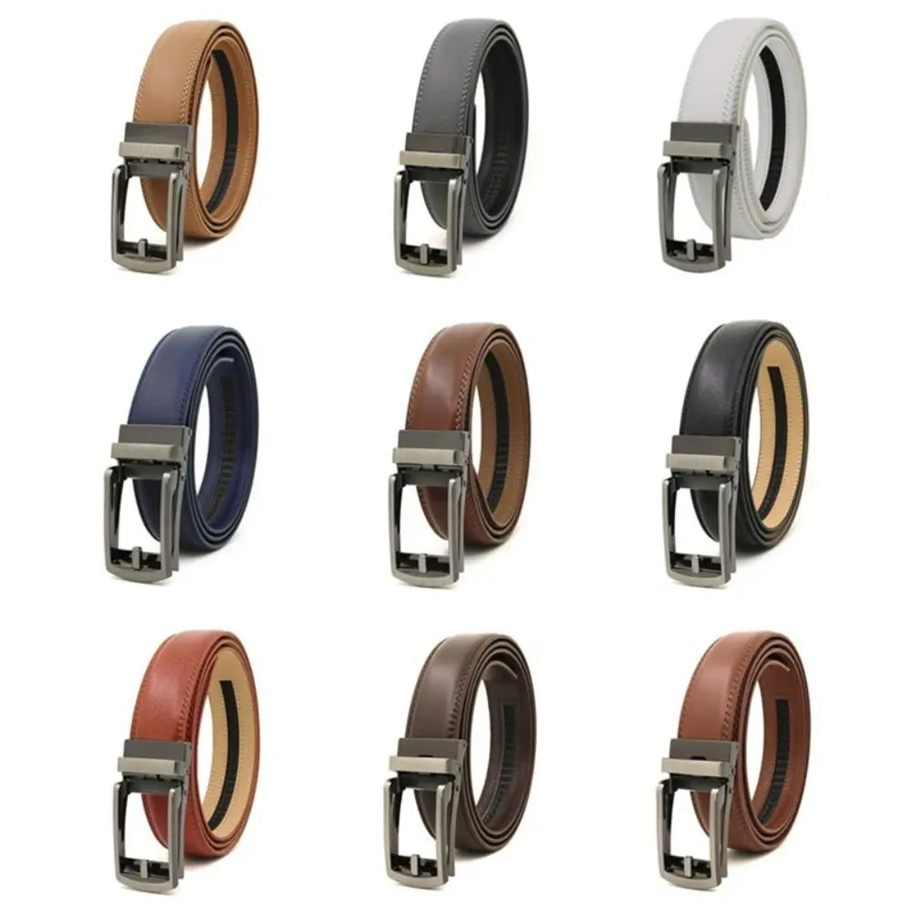 Men's Click Belt Automatic Buckle 110cm 120cm 130cm Comfort Leather Ratchet Dress with Slide Buckle Adjustable Trim