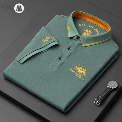 Men's Embroidered Casual Fashion Short Sleeved POLO Shirt Summer Comfortable Top