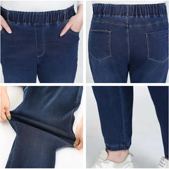 High Quality 130KG Lady Jeans 9XL Stretched Black Elastic Women Loose Trousers