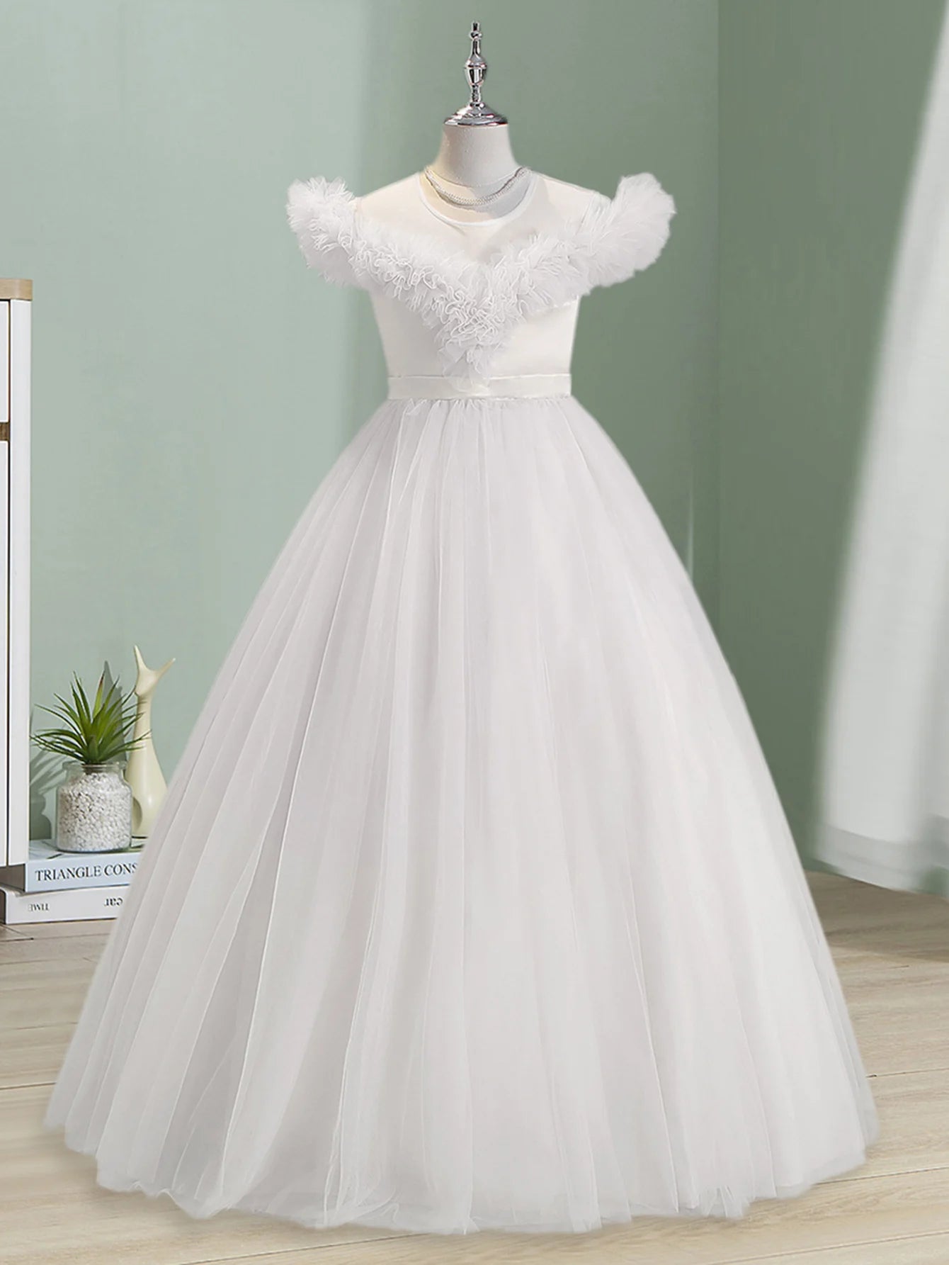 All Seasons Tween Girl Wedding Season Flower Girl Dress  Ruffle Design Elegant Formal Dress For Party And Birthday Kids Clothes