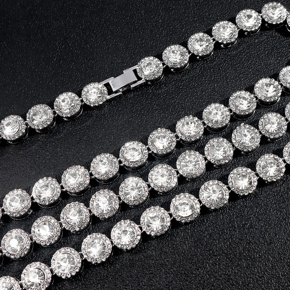 Iced Out 13MM Tennis Chain Micro Paved Cuban Link Chain Necklace Bling