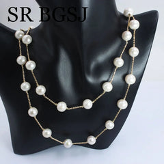 11-12mm Big White Real Natural Freshwater Pearl Long Sweater Necklace