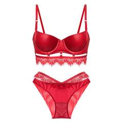 Push up Bra Set Glossy Leather Bra and panty Set Underwear Padded Lace