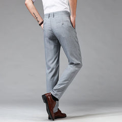 Men's Straight-fit Casual Pants Summer Business Straight Stretch Light Grey Khaki