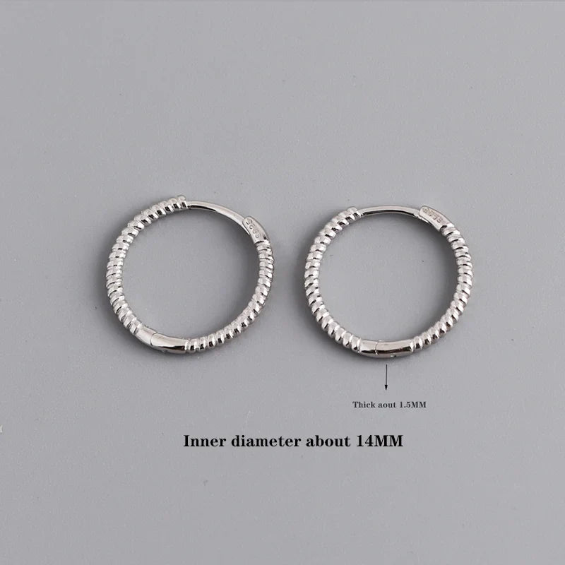 WANTME 925 Sterling Silver Fashion Piercing Charm Twist Huggies Hoop Earrings for Women Rock Gothic Unisex Jewelry Ear Buckles
