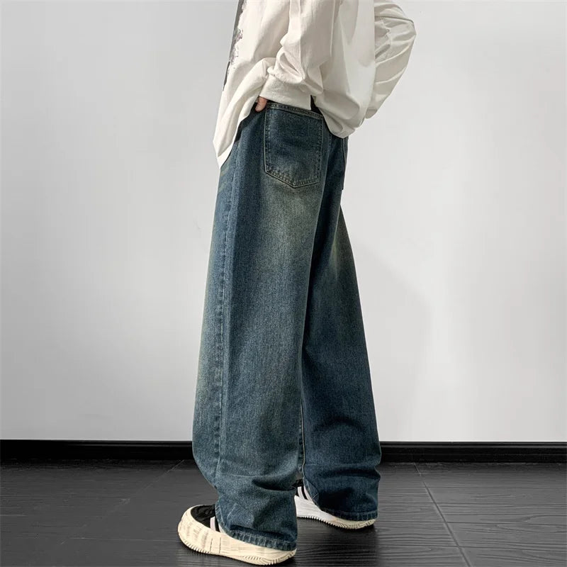 Jeans men Wide Leg Jeans Male Loose Straight Denim Pants