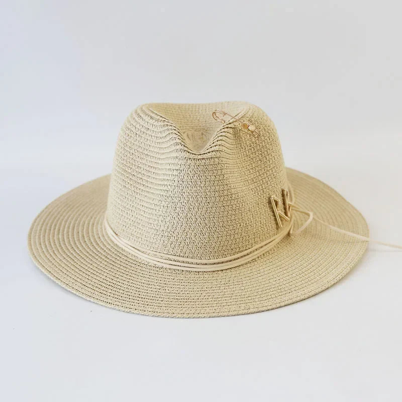 Big Size  Summer Sun Hats Ladies Fashion Girl Beach Straw  Hat Luxury Grass Jazz Top Panama Hat Womens 60cm Large Head