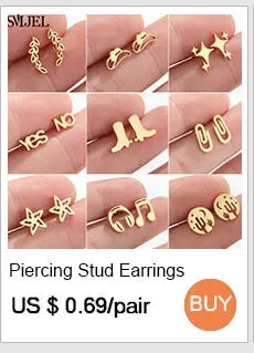 Golden Vintage Mandala leaf Pineapple Earrings for Women Trend Fairy Cup Stainless Steel Earring Punk Game Controller Studs Gift