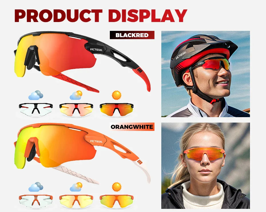 VICTGOAL Photochromic Cycling Sunglasses for Men Women Sports UV400 Protection Bicycle Eyewear MTB Mountain Road Bike Eyeglass
