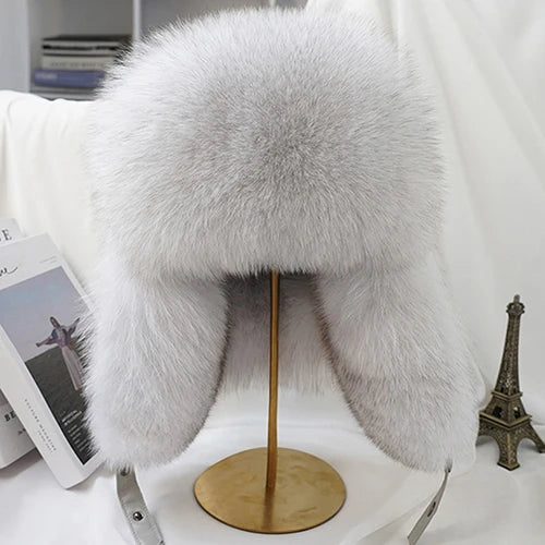 2025 Cap 100% Raccoon Dog Full Fur Fox Fur Hat Men's Fur Ear Protection Winter Thickened and Warm Russian Hat Men's Trend