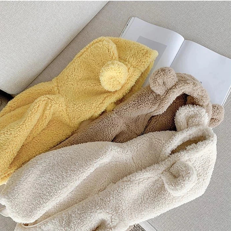 Plush Boys Coat Cute Ears Autumn Lambswool Kids Jacket Fashion Little Princess Coat