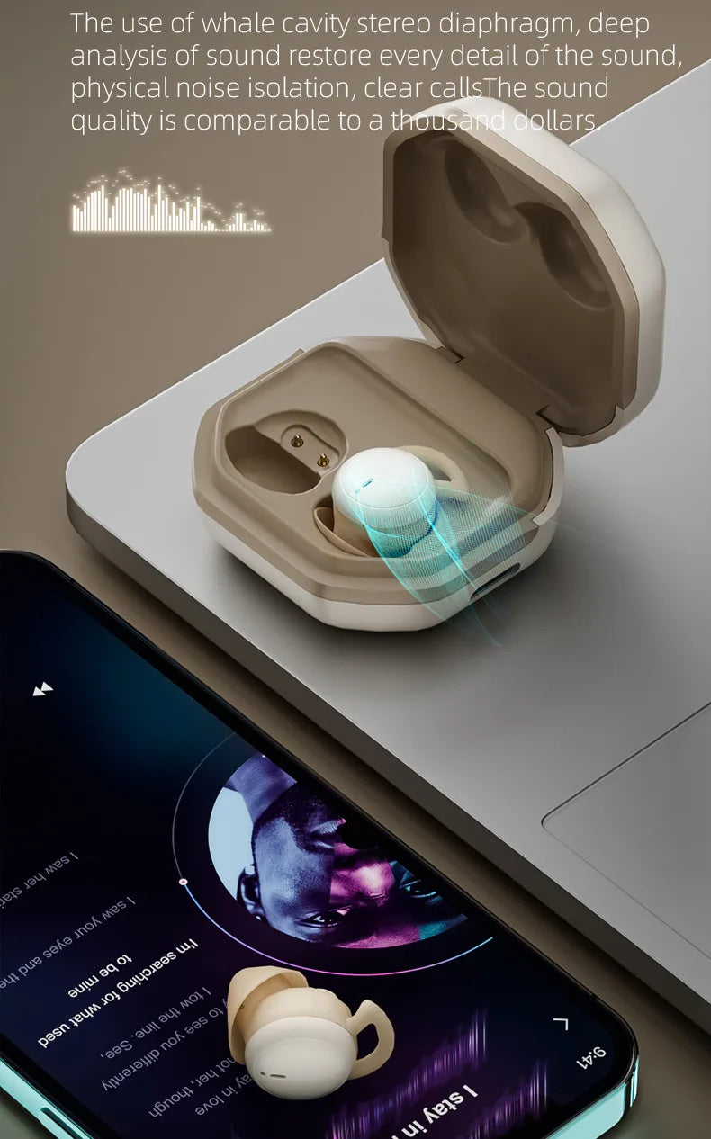 Bluetooth Sleeping Earbuds Mini invisible Small Bluetooth Eraphones Mini Comfortable Noise Blocking for Side Sleeping Home Work