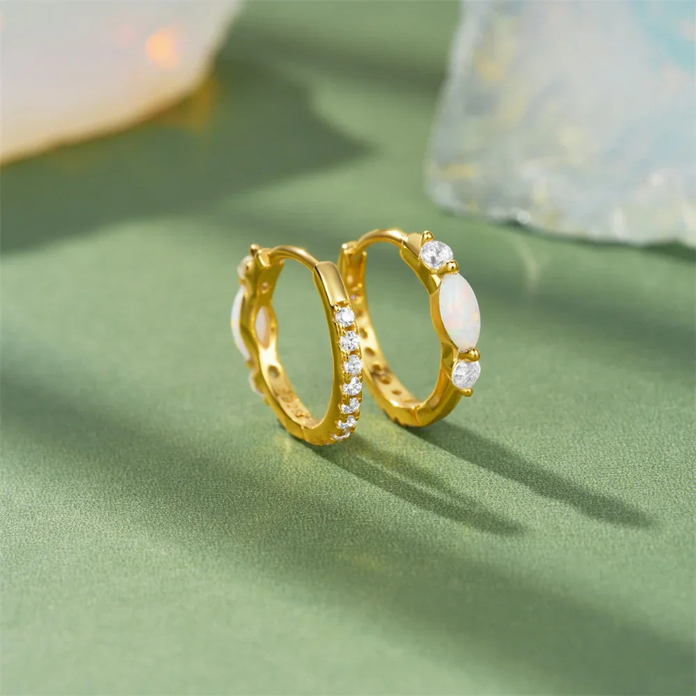 ROXI 925 Sterling Silver White Zircon Opal Earrings For Women Girl Wedding Engagement Jewelry Delicate Ear Buckle jewelry