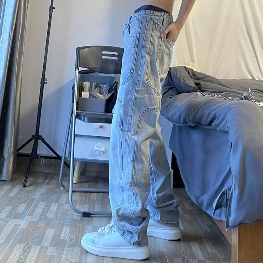 Trousers Denim Pants Streetwear Hip Hop Low Rise Baggy Jeans For Men