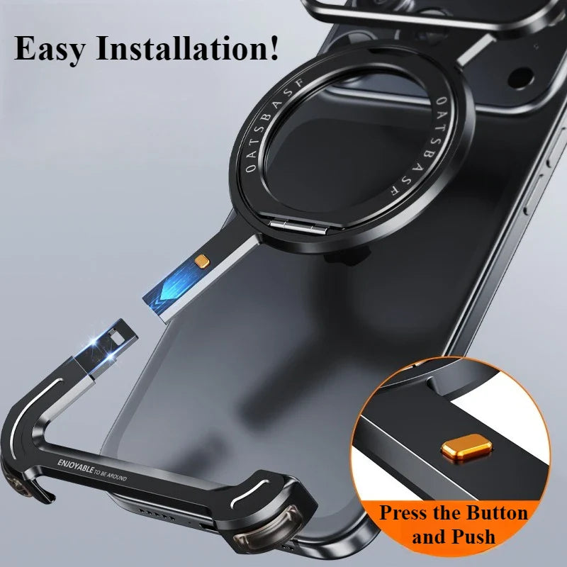 Eary Metal Magnetic Phone Case for iPhone 17 Pro Max/17 Pro/17 Air Magsafe 360°Rotate Stand Frameless Shockproof Protector Cover