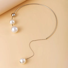 minimalist and personalized round bead collarbone opening necklace with a cool style