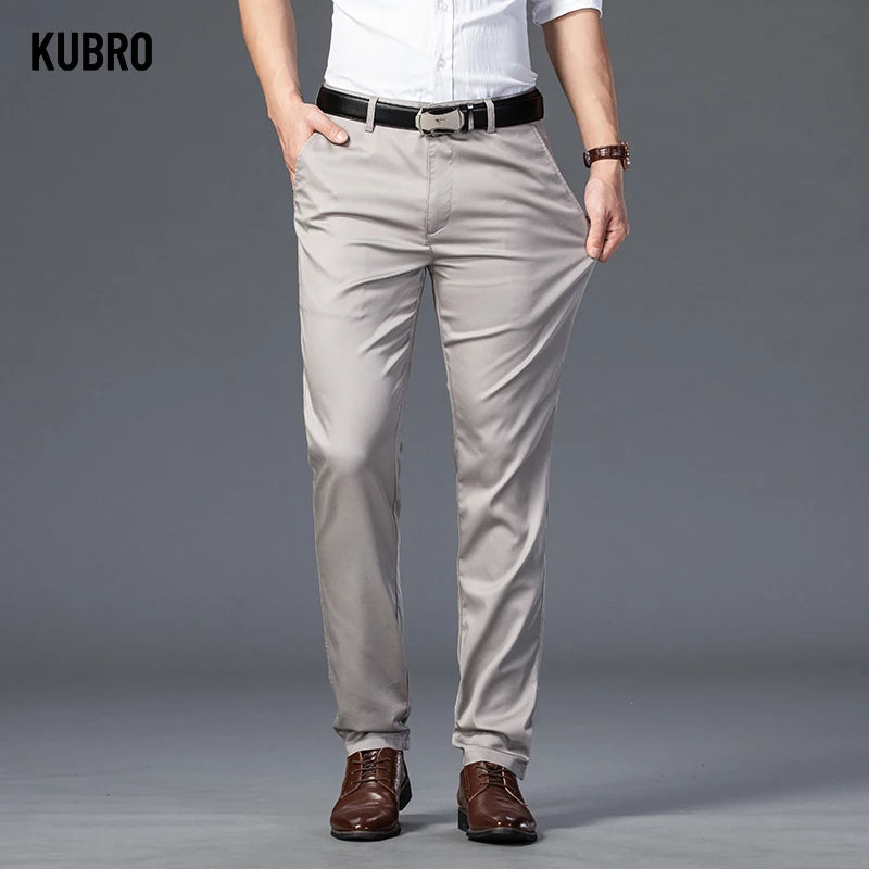 Men's Spring Autumn Fashion Business Casual Long Pants Suit Pants Male Elastic