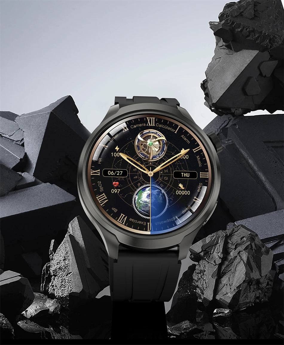 BOXUXING 1.85-inch Smart Watch Men Sport Waterproof Fitness Heart Rate Watches Compass GPS Track NFC Bluetooth Call Smartwatch