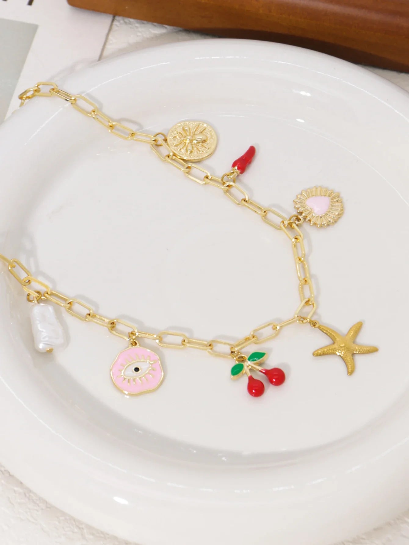 Dopamine Cherry Starfish Chili Peppe Pendant for Women Charm Chain Necklace Beach Jewelry Vacation Gift