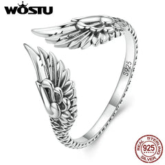 925 Sterling Silver Hip Hop Vintage Couples Creative Wings Open Rings