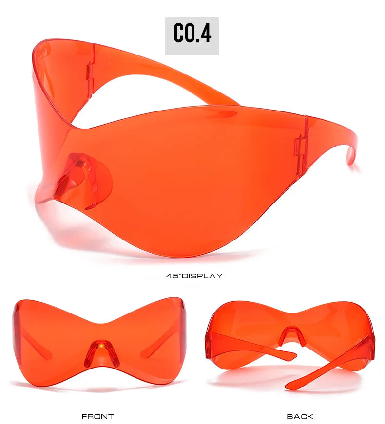 Y2K Sunglasses Women Fashion Silver Oversized Face Mark Shades Reflective Personal Sun Glasses for Cycling Travel