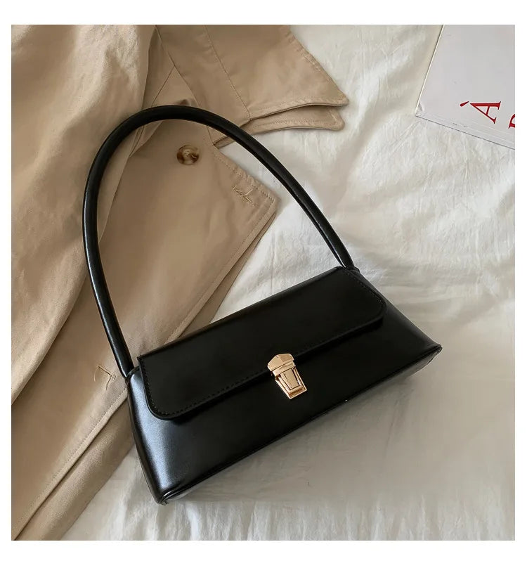 Women's Shoulder Bag Simple Solid Colour Handbag Vintage Underarm Bag