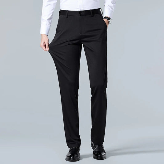 Trousers Business Boyfriend Formal Button Pockets Zipper High Waisted Solid Men's Clothing Spring Autum Pants