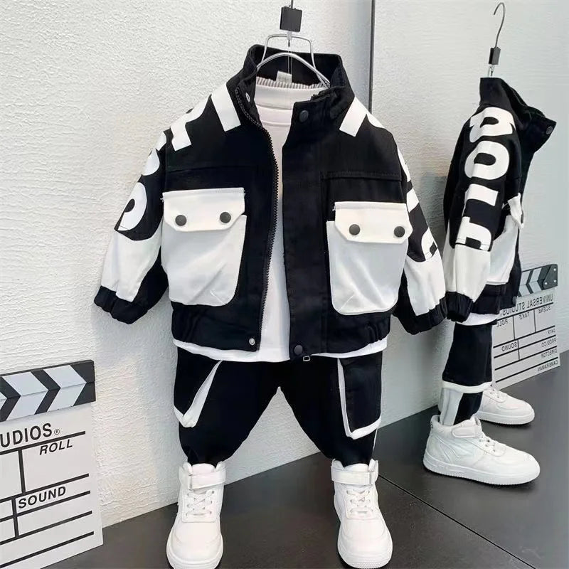 Boys Clothing Set Jacket Suit Spring and Autumn Clothing Children's Sportswear Set Boys' Baby Coat Pants Two-piece Set 2024 New