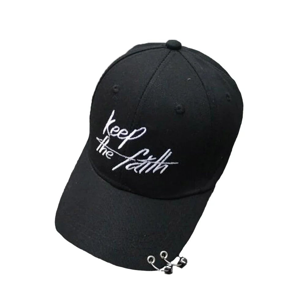 Women Men Hip Hop Kpop Snapback Baseball Cap Solid Color With Ring Sport Dancing Travel Lover Dad Hat Caps Streetwear Adjustable