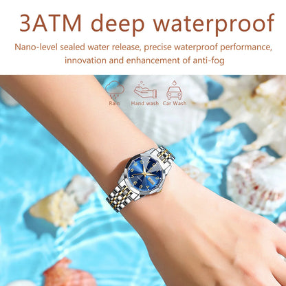 POEDAGAR Fashion Ladies Watch Waterproof Luminous Date Week Watch for Woman High Quality Stainless Steel Women's Quartz Watches