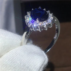 Royal Jewelry Princess Diana Solid 925 Sterling Silver Ring Engagement Wedding