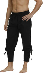 Men's Ankle Banded Cuff Renaissance Pants Medieval Viking Navigator Trousers Pirate