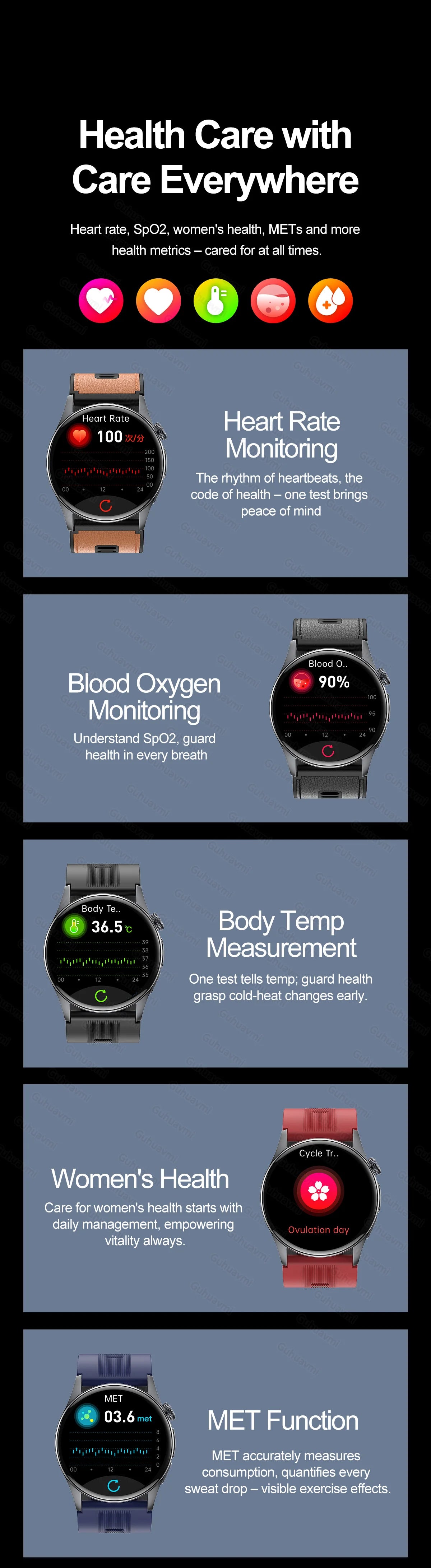 Smartwatch  AMOLED Screen Call ECG Sport Watchs