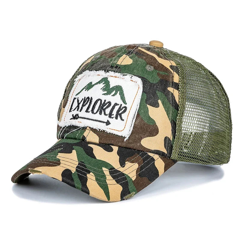 Unisex Washed Cotton Cap Mountain Embroidery Vintage Baseball Caps Men Women Adjustable Breathable Outdoor Streetwear Sports Hat