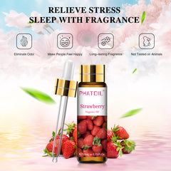 10ml Strawberry Fruit Fragrance Oils Diffuser Soap Candle Perfume with Dropper Apple Cherry Mango Lemon Pineapple Banana Coconut