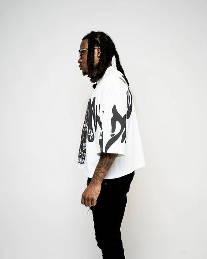 Street hip-hop clothing, Gothic devil pattern print, oversized T-shirt men's  loose casual versatile fashion short sleeved shirt