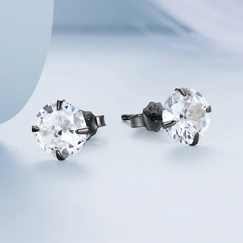 Bamoer CZ Stud Earrings 925 Sterling Silver Platinum Plated Round Cubic Zirconia Hypoallergenic Barbell Earrings 4-7mm