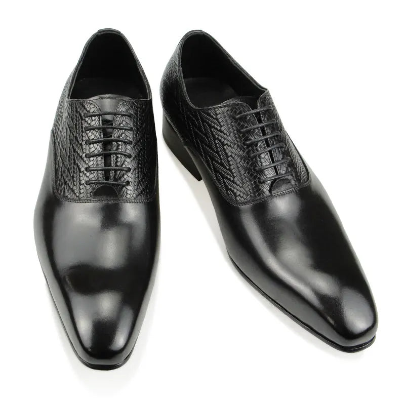 Luxury Brand Men Shoes High Grade Genuine Leahter Elegant Formal Office Business Suit Handmade Non Slip Wear Comfortable Black