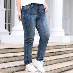 Classic Pencil Jeans Girl Loose 110KG Stretched Casual Plus Size Large Pants