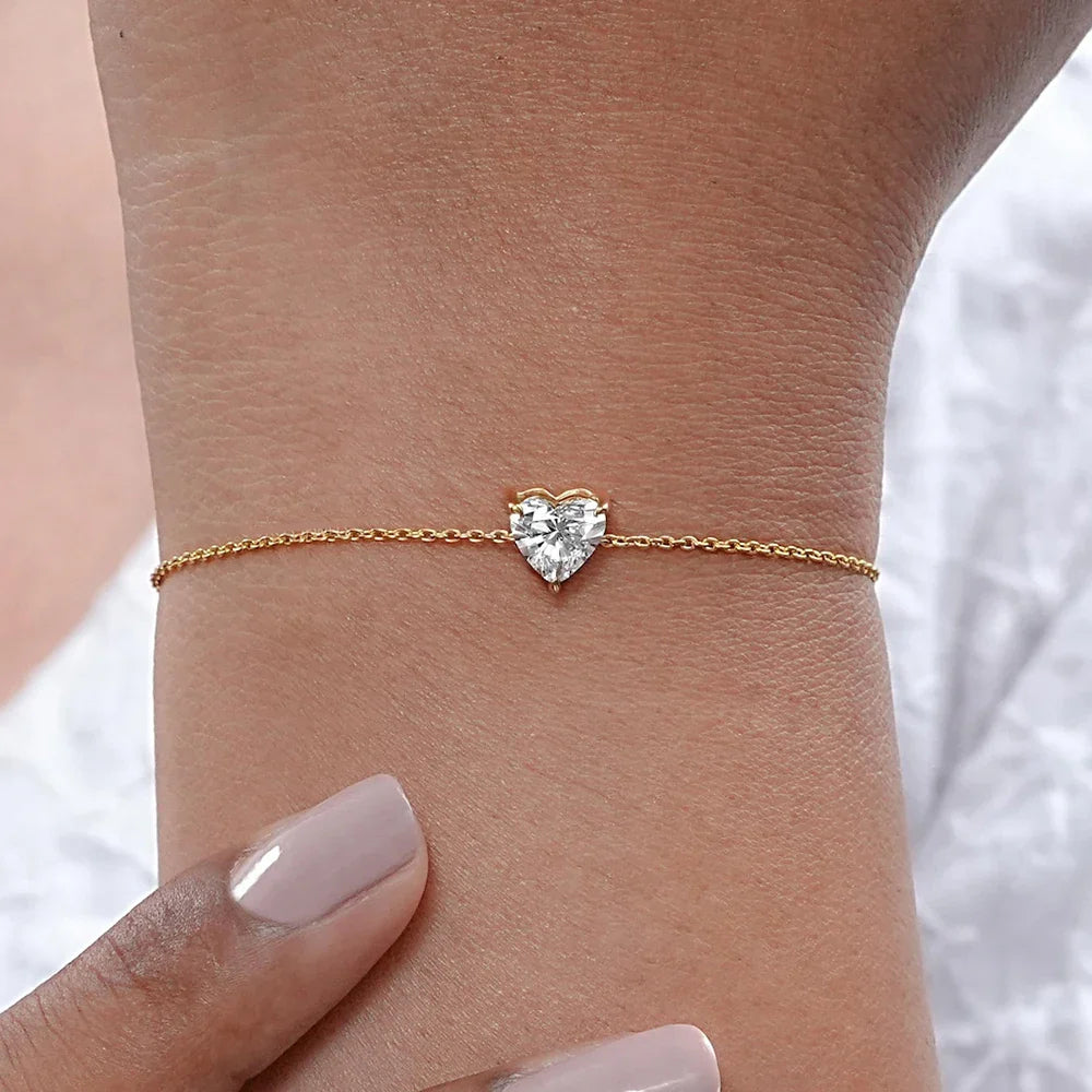Pear/Marquise/heart Cut Solitaire Moissanite Diamond Bracelet for Women S925 Silver Plated 18k Gold Wrist Chain with Certificate